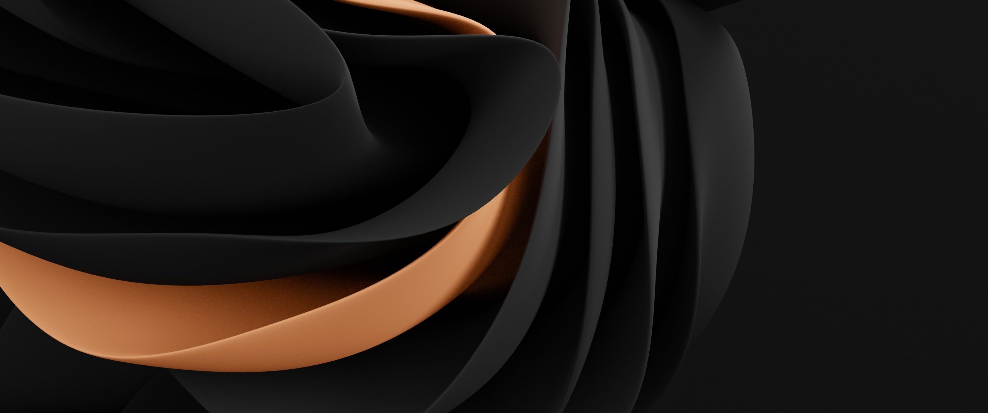Black and gold abstract wallpaper with a wave - 3440x1440