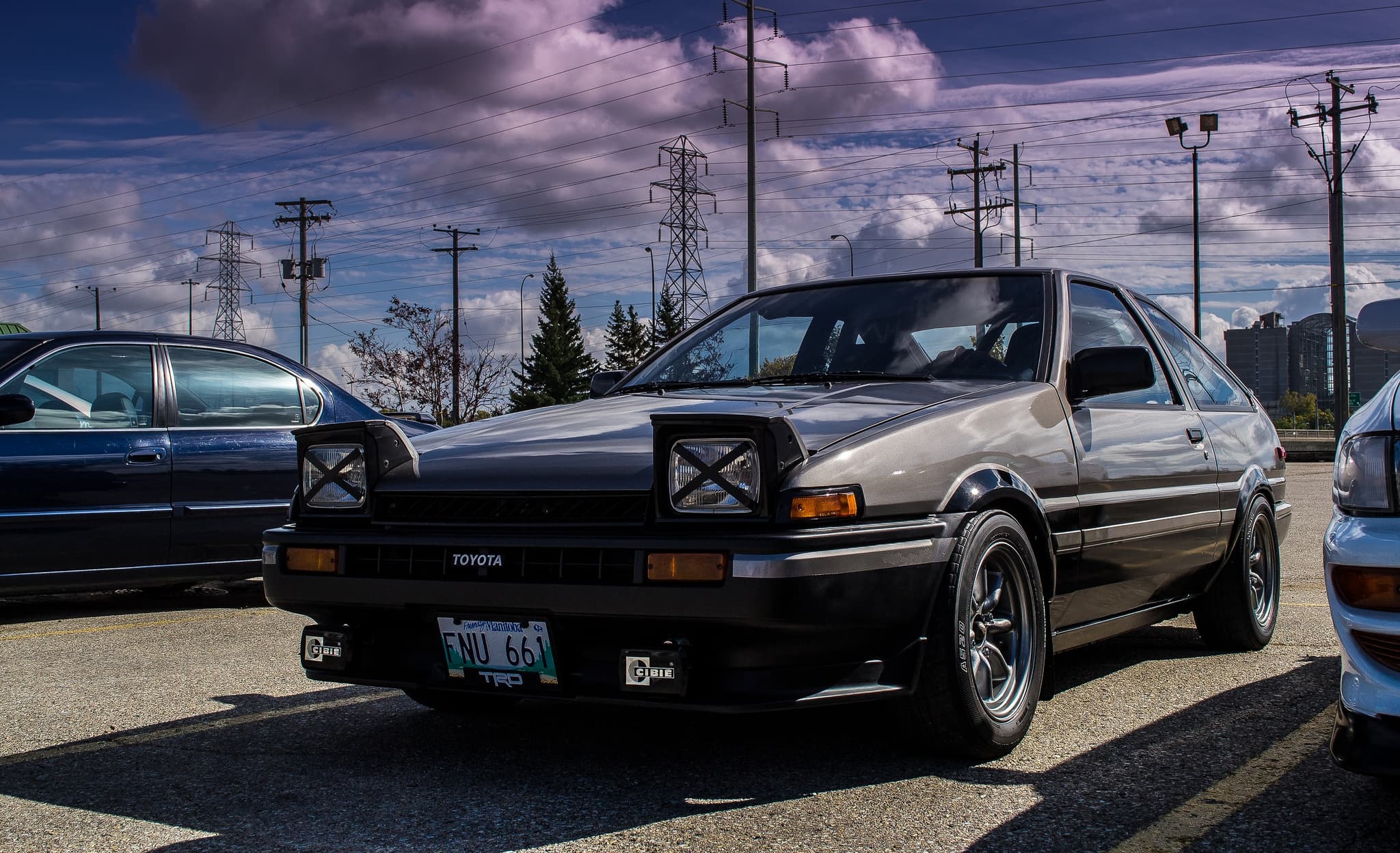 Toyota Corolla with a front bumper from a Celica. - Toyota AE86