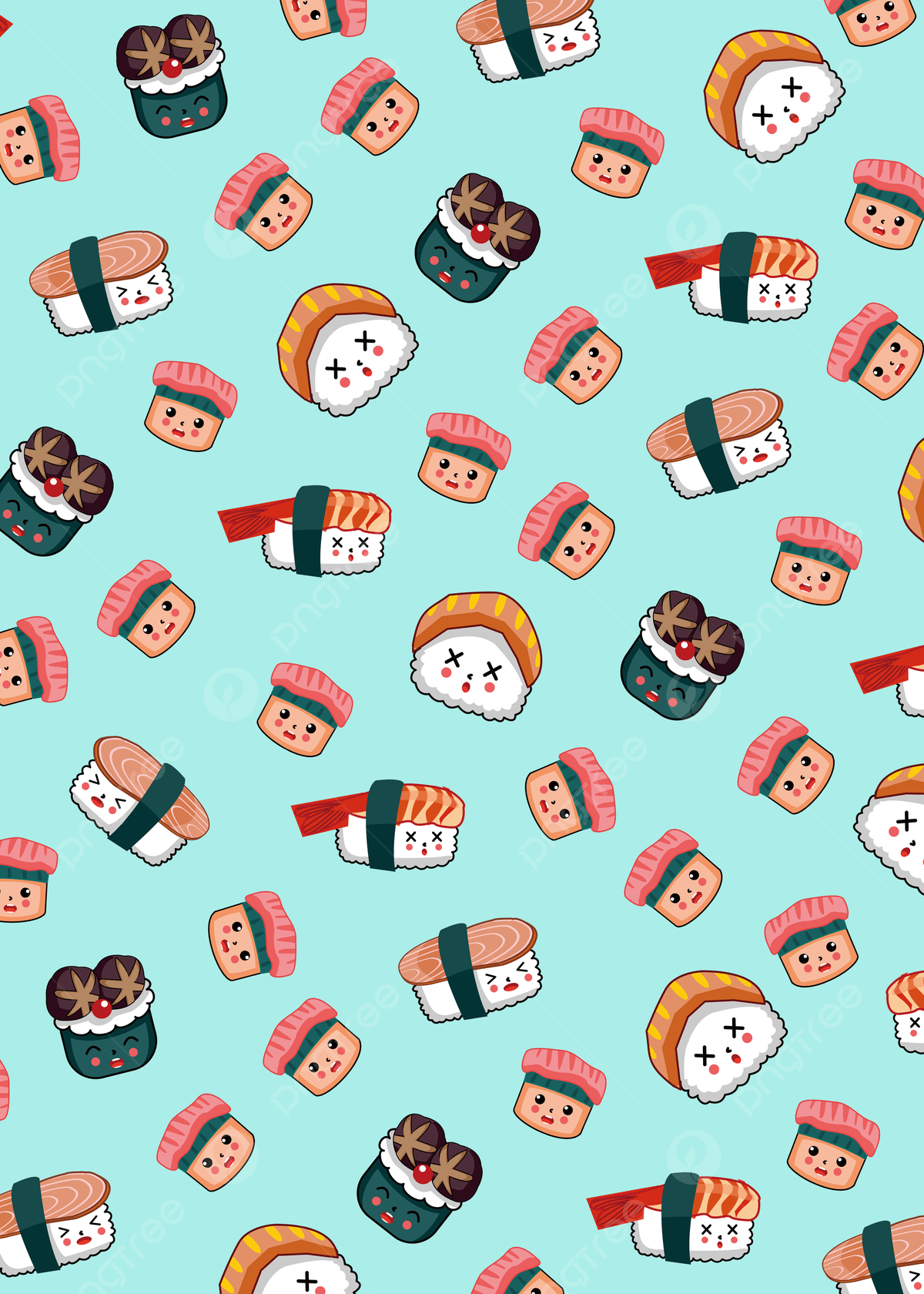 Delicious Fish Cute Cartoon Sushi Background Wallpaper Image For Free Download