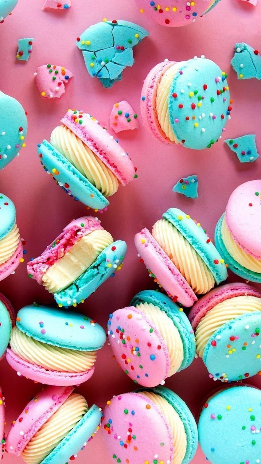 Colorful macarons on a pink background - Macarons