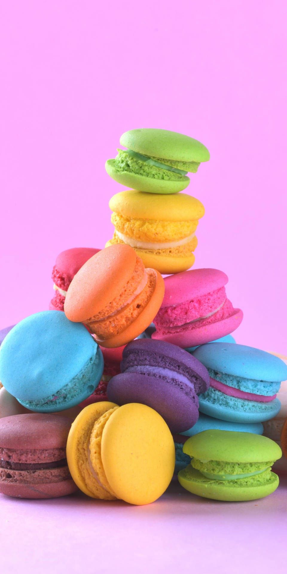 A pile of colorful macaroons on top - Colorful, macarons