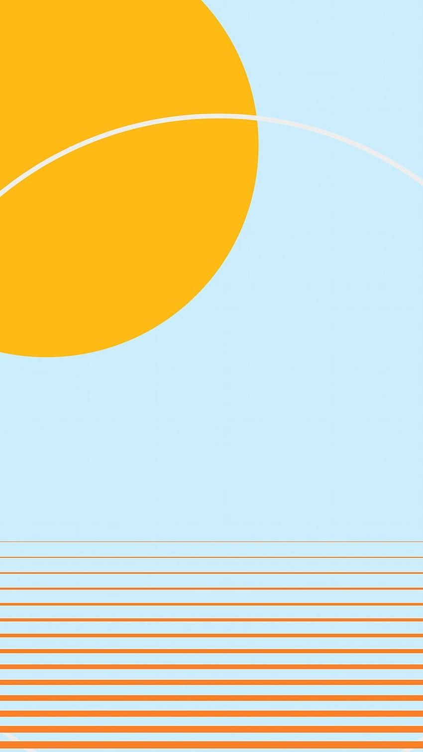 A poster with an orange sun and blue sky - Vector