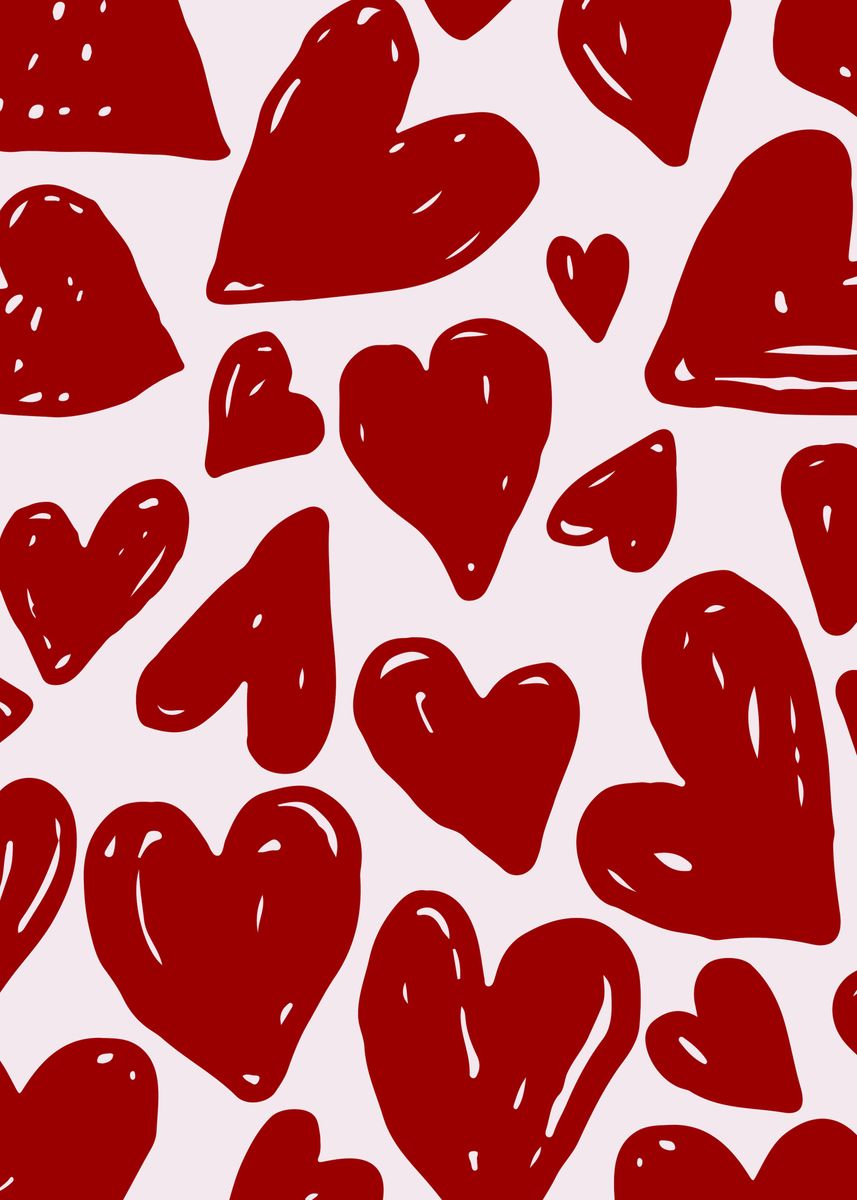 A pattern of red hearts on a white background - Coquette