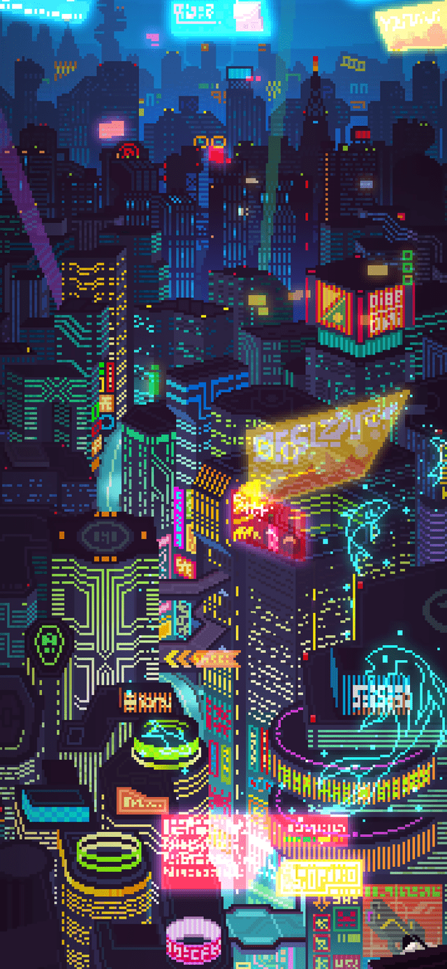 Neon Skyline Phone Wallpaper