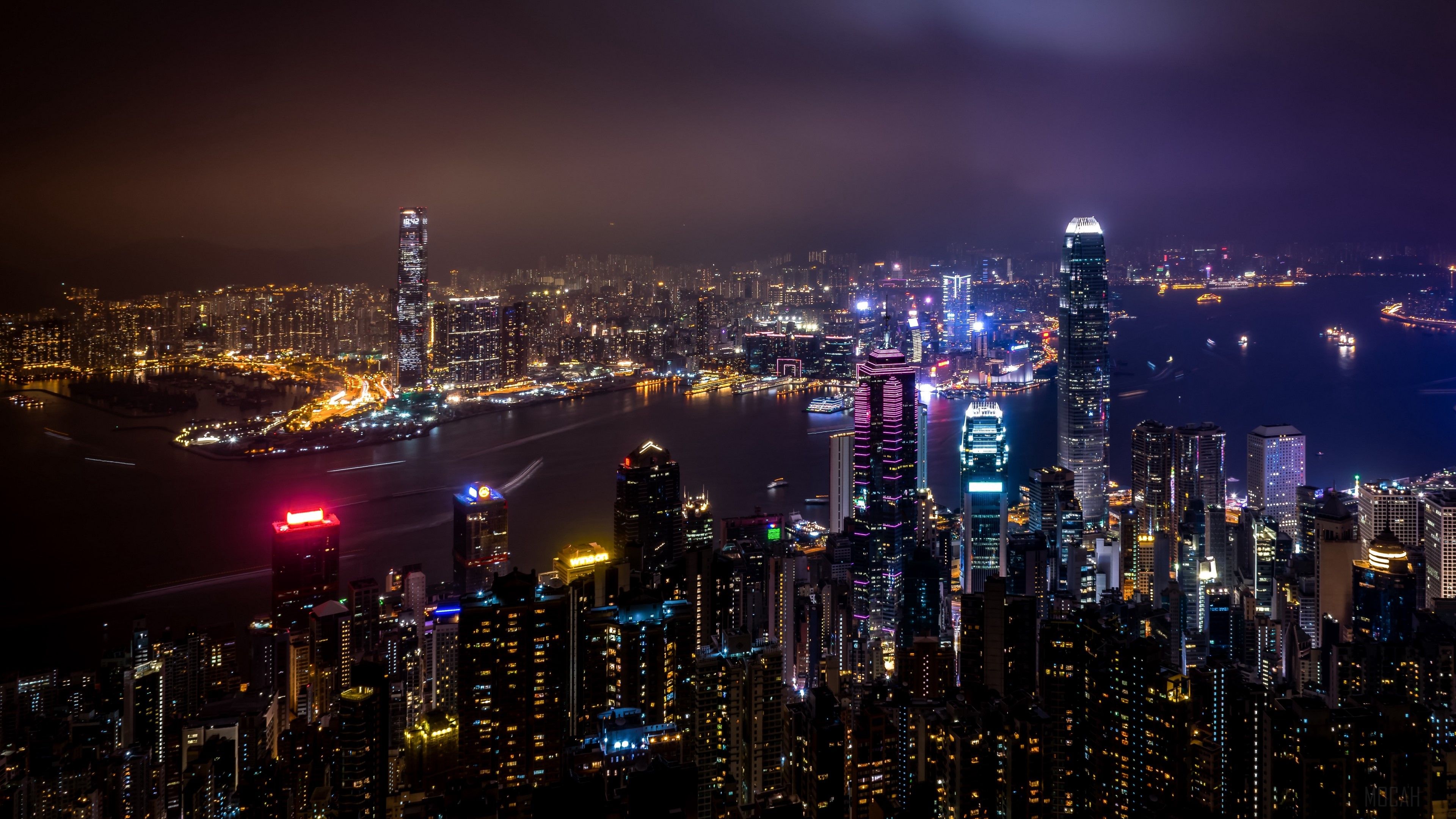 hong kong, china, skyscrapers, night city, city lights 4k Gallery HD Wallpaper