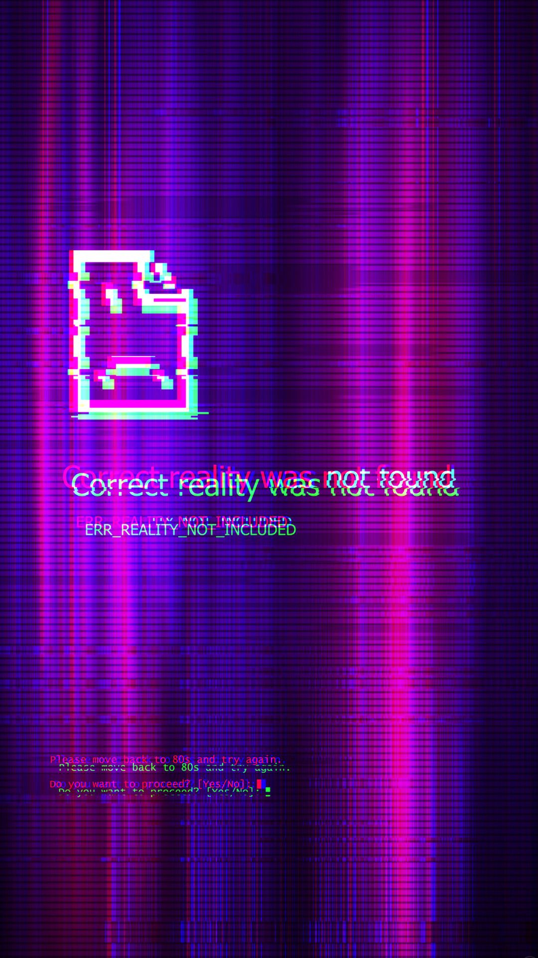 Glitchy background image with text that reads 