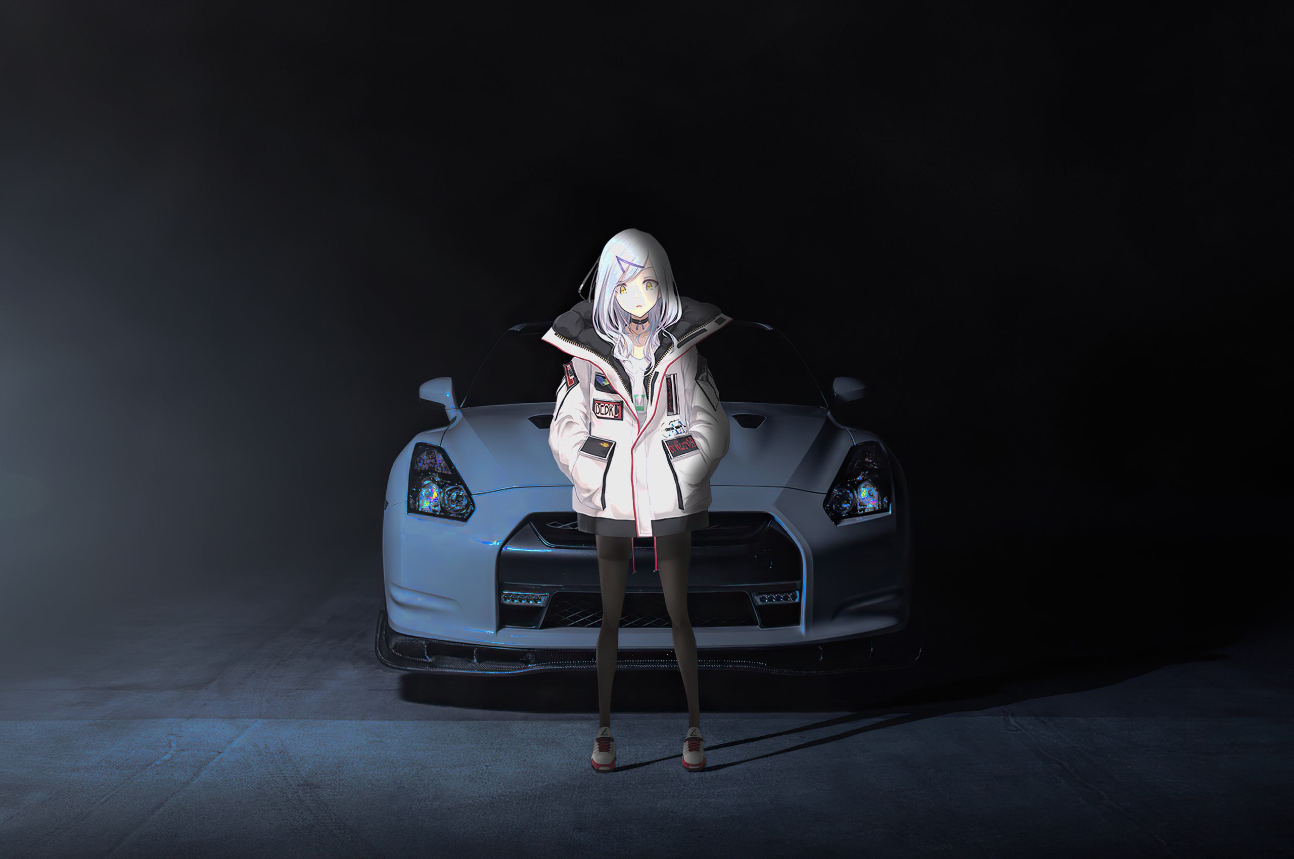Anime Girl With Nissan Gtr 35 Chromebook Pixel HD 4k Wallpaper, Image, Background, Photo and Picture