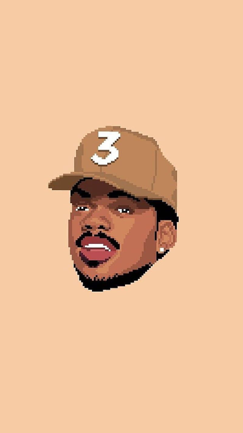 The image of a man with an afro and wearing baseball cap - Chance the Rapper