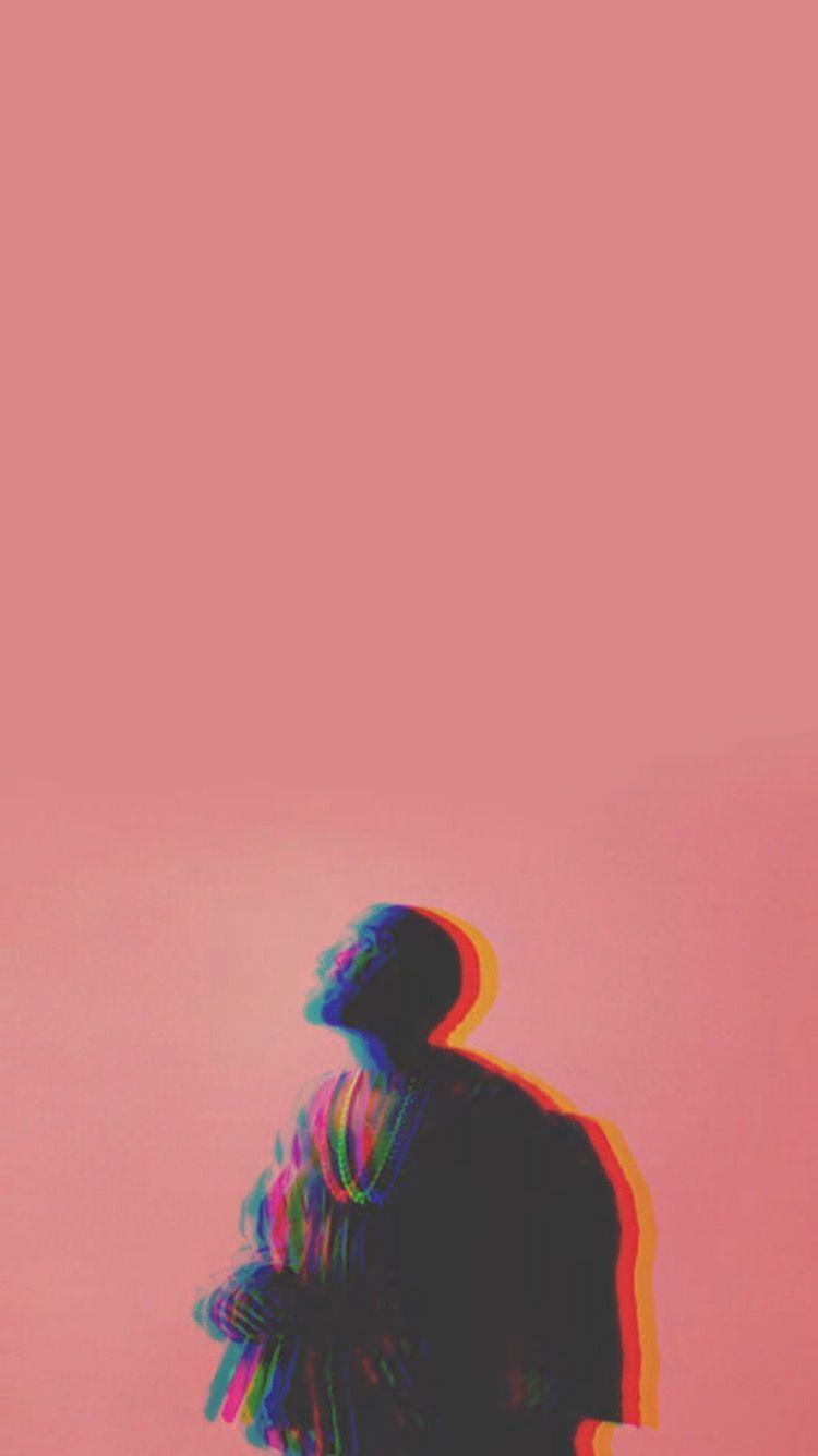 IPhone wallpaper of a man looking up at a pink sky - Chance the Rapper