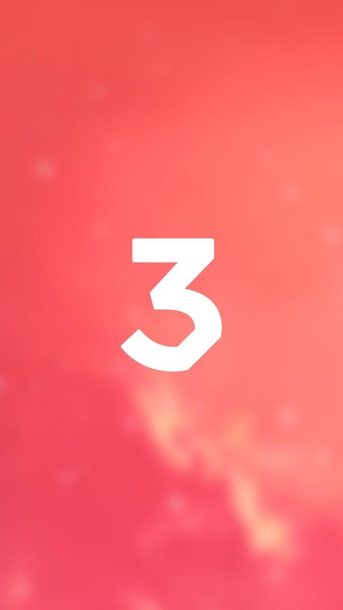 A pink background with the number 3 on it - Chance the Rapper