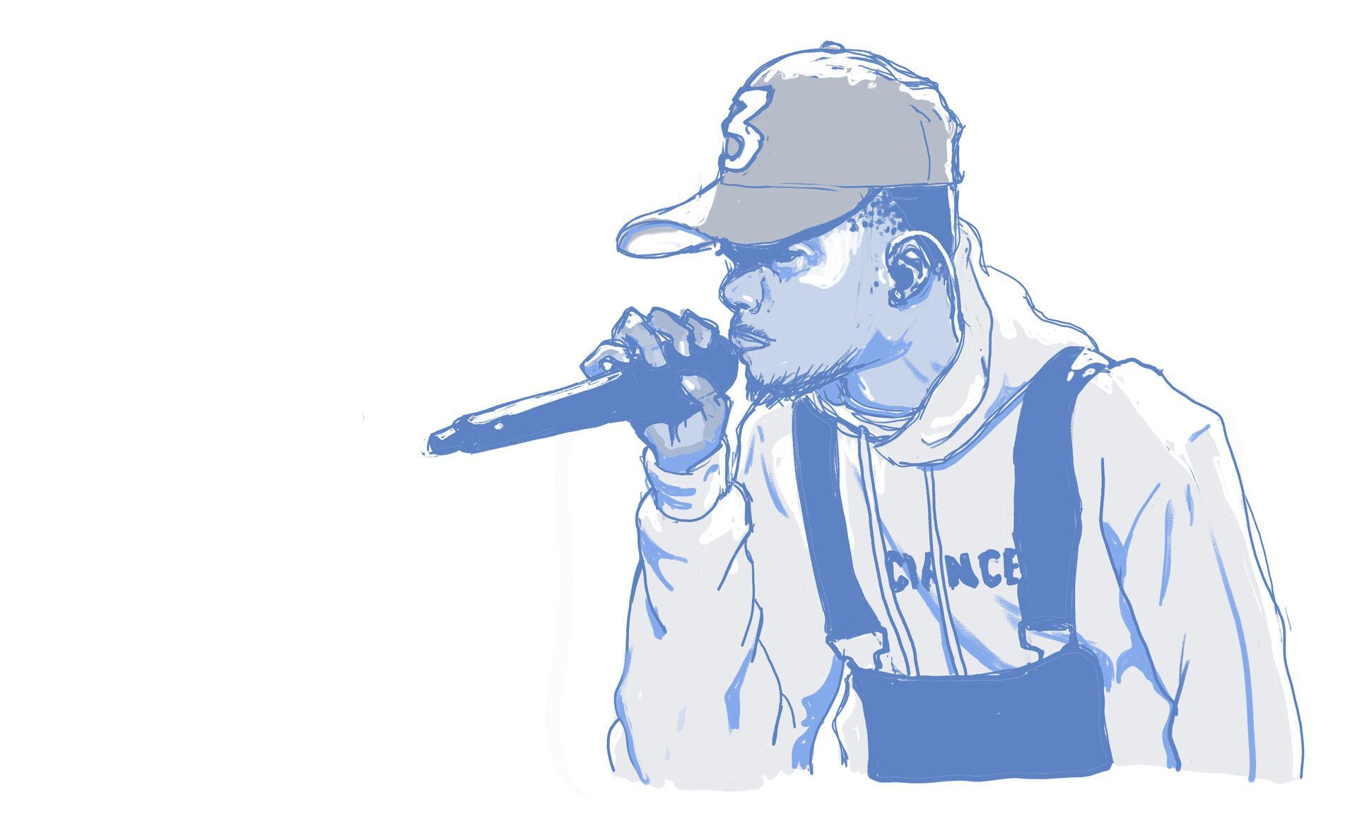 An illustration of Chance the Rapper holding a microphone. - Chance the Rapper
