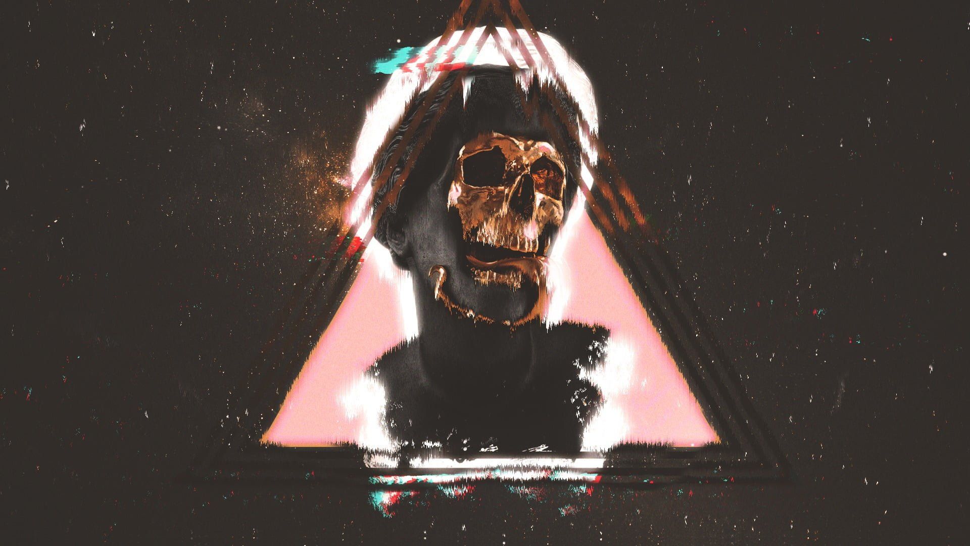 A skull in a triangle - Dark vaporwave
