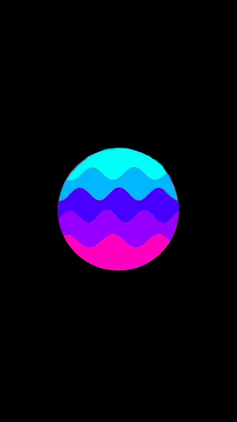 An abstract iPhone wallpaper with a black background and a colorful egg in the center. - Dark vaporwave