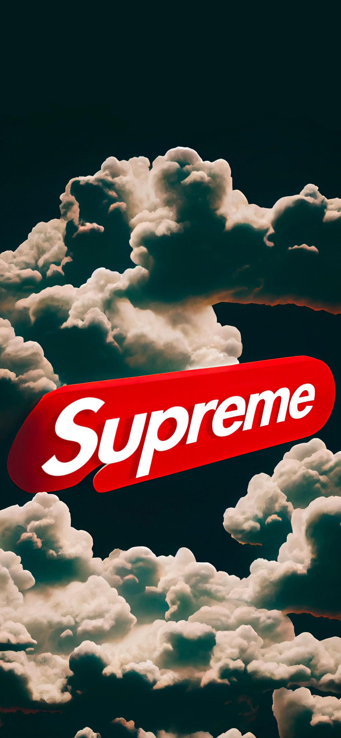 A supreme logo is shown in the clouds - Supreme