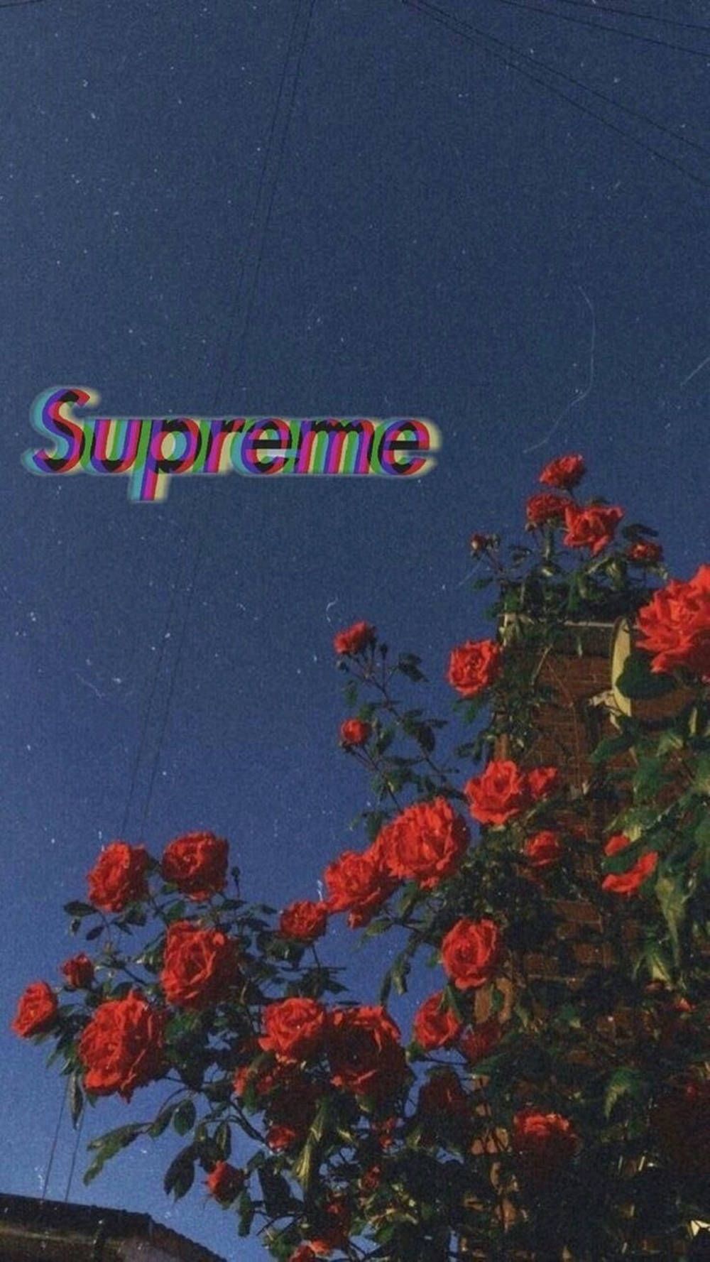 A poster with the word supreme on it - Supreme, roses