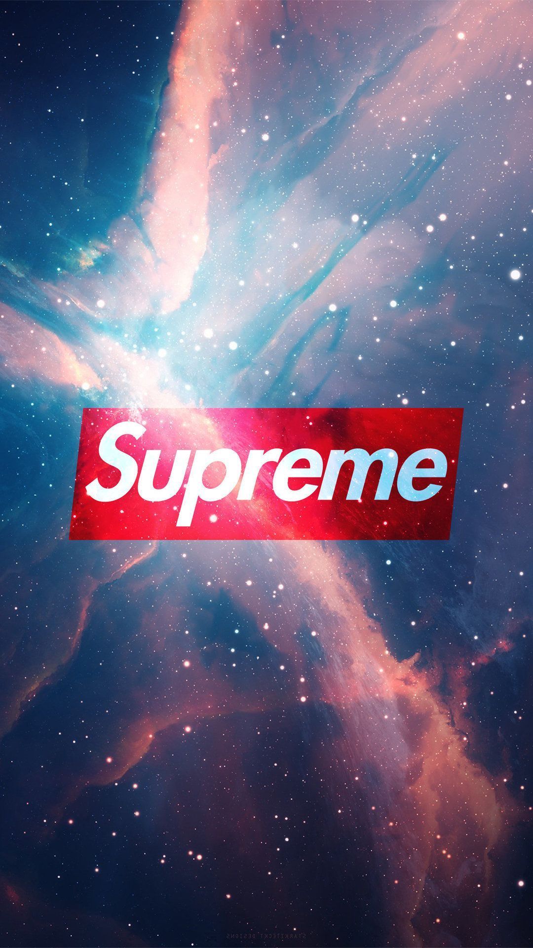 A supreme logo is on top of the galaxy - Supreme