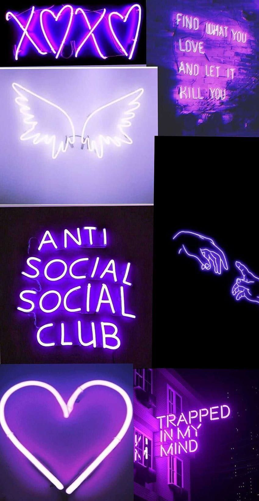 A collection of neon signs with hearts and hands - Anti Social Social Club