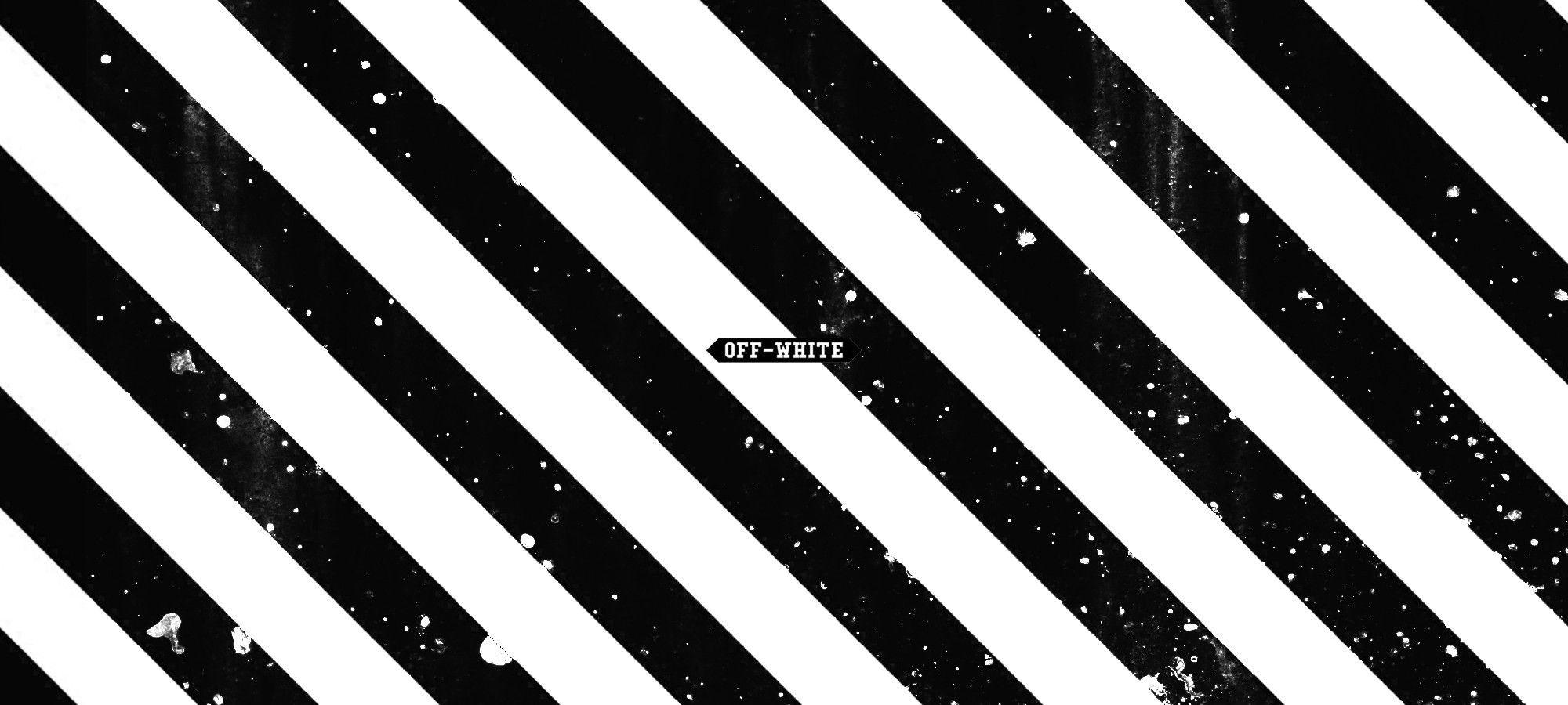 A black and white striped background with the word off - Off-White