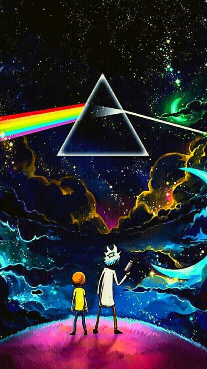 Download Rick And Morty Pink Floyd Trippy Aesthetic Wallpaper