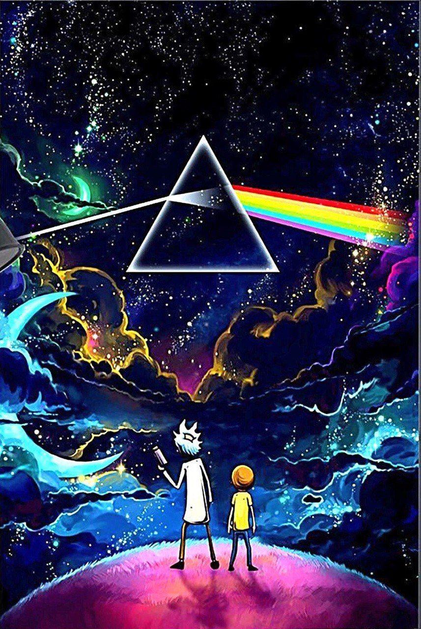 Rick and Morty wallpaper with the pink floyd album cover - Rick and Morty