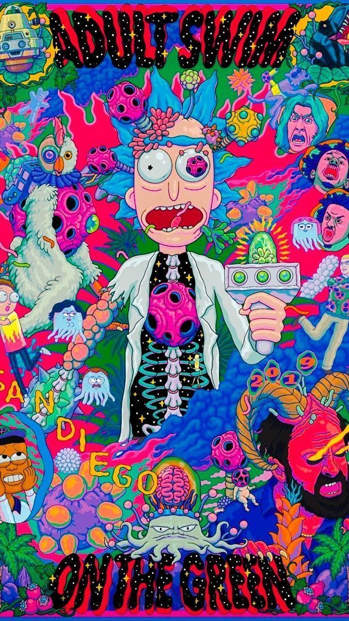 Free download Rick and Morty Psychedelic Rick and morty poster Rick and morty [720x1280] for your Desktop, Mobile & Tablet. Explore Trippy Cartoon iPhone Wallpaper. Wallpaper Trippy, Trippy Background, Trippy Wallpaper