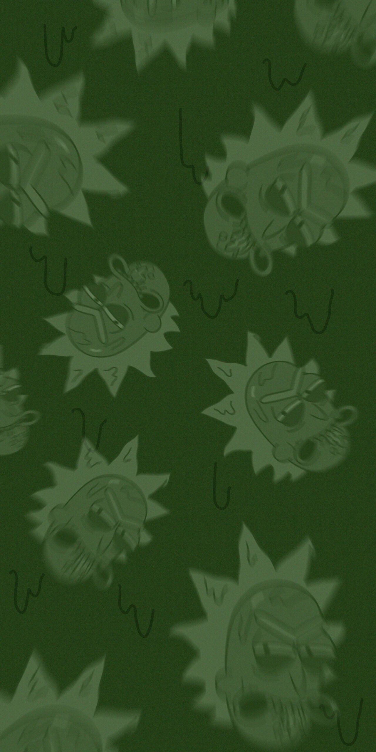 A pattern of green and white images - Rick and Morty