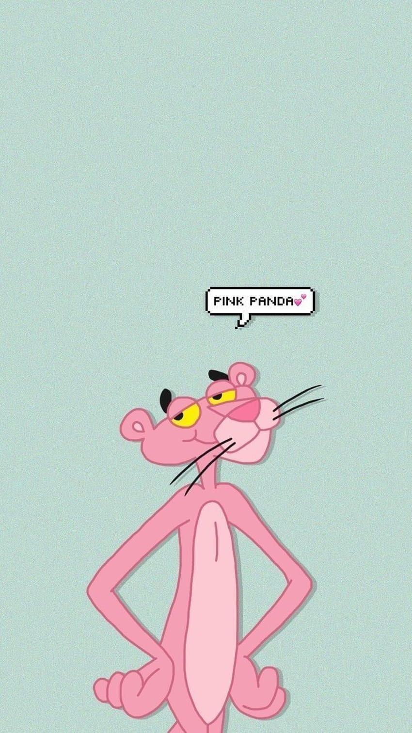 A pink cat with an open mouth and speech bubble - Pink Panther