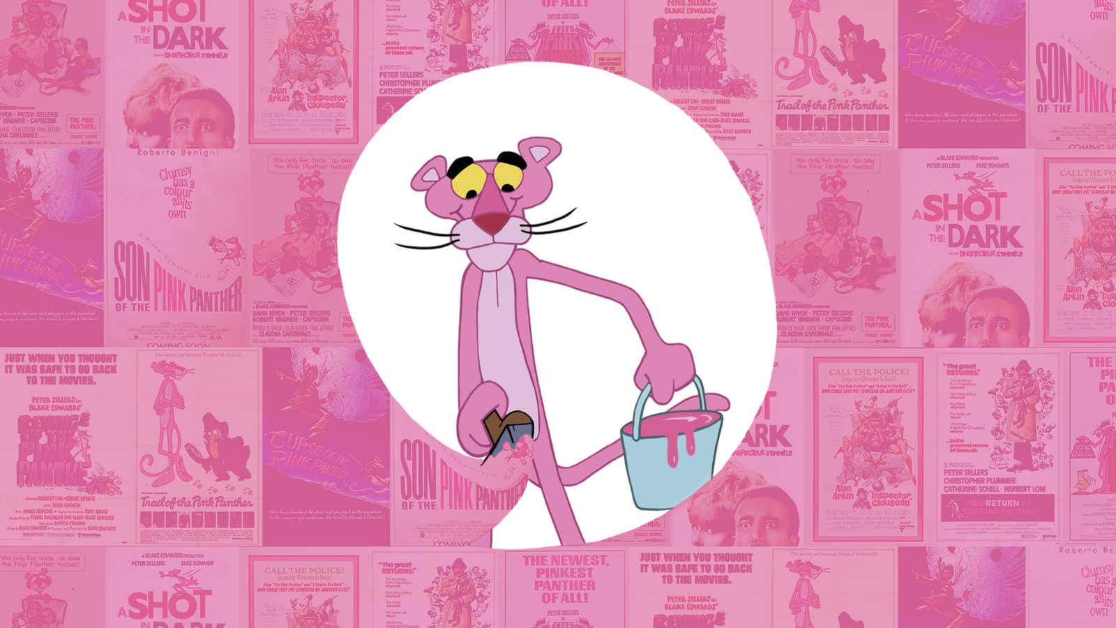 The pink panther cartoon character with a bag of money - Pink Panther