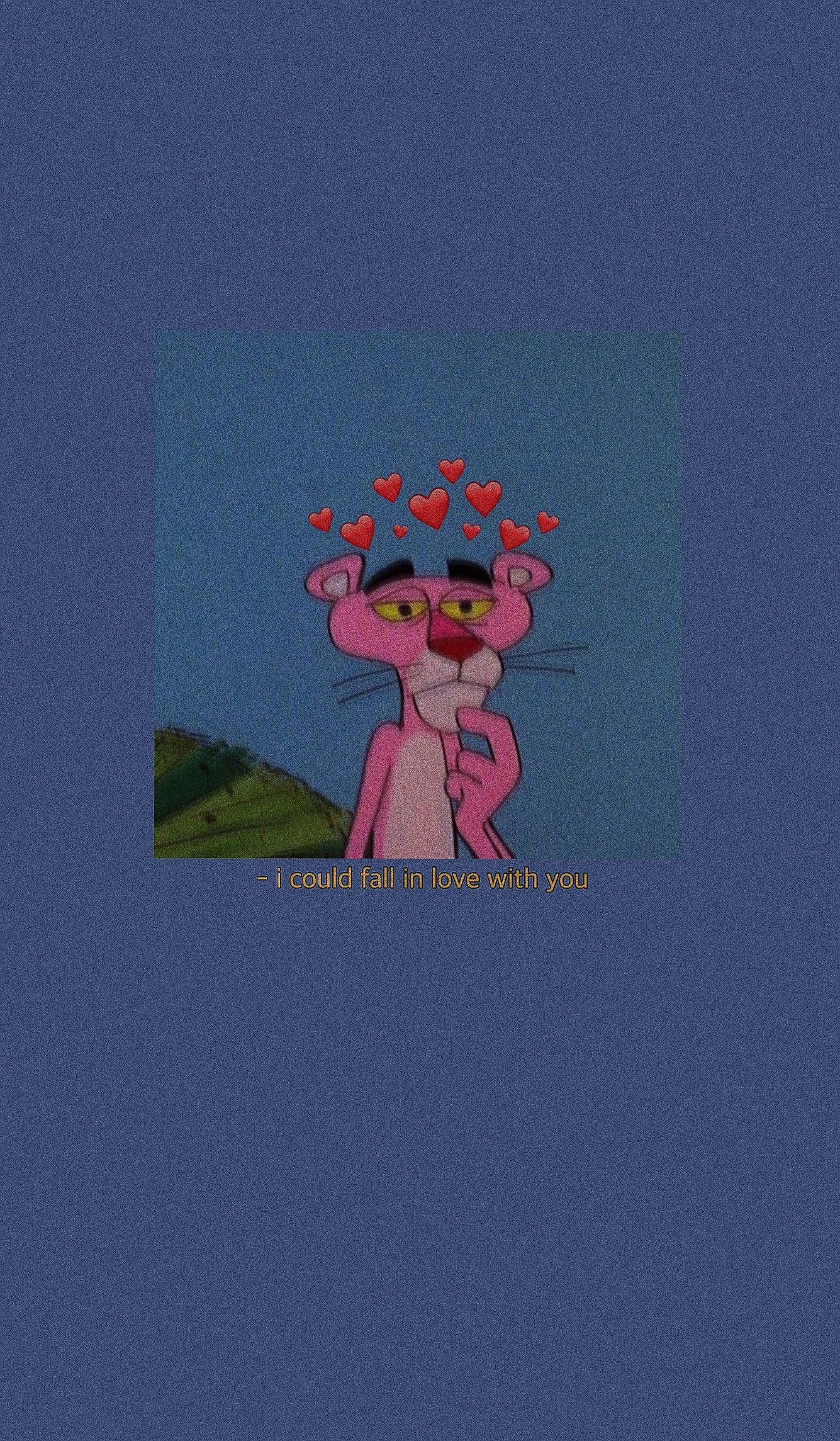 A pink cat with hearts on its head - Pink Panther