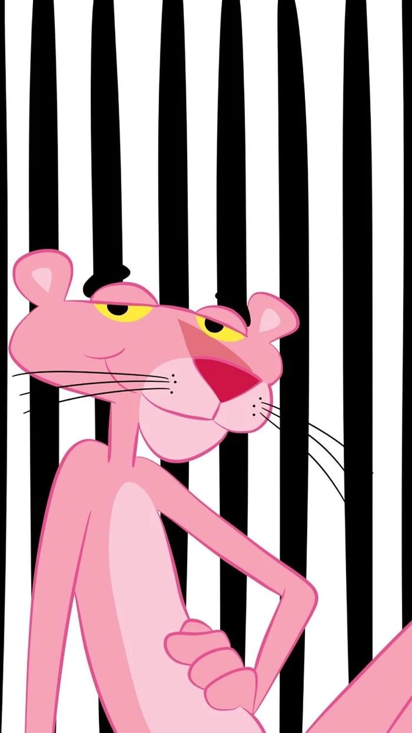 A pink cat sitting on the edge of his bed - Pink Panther