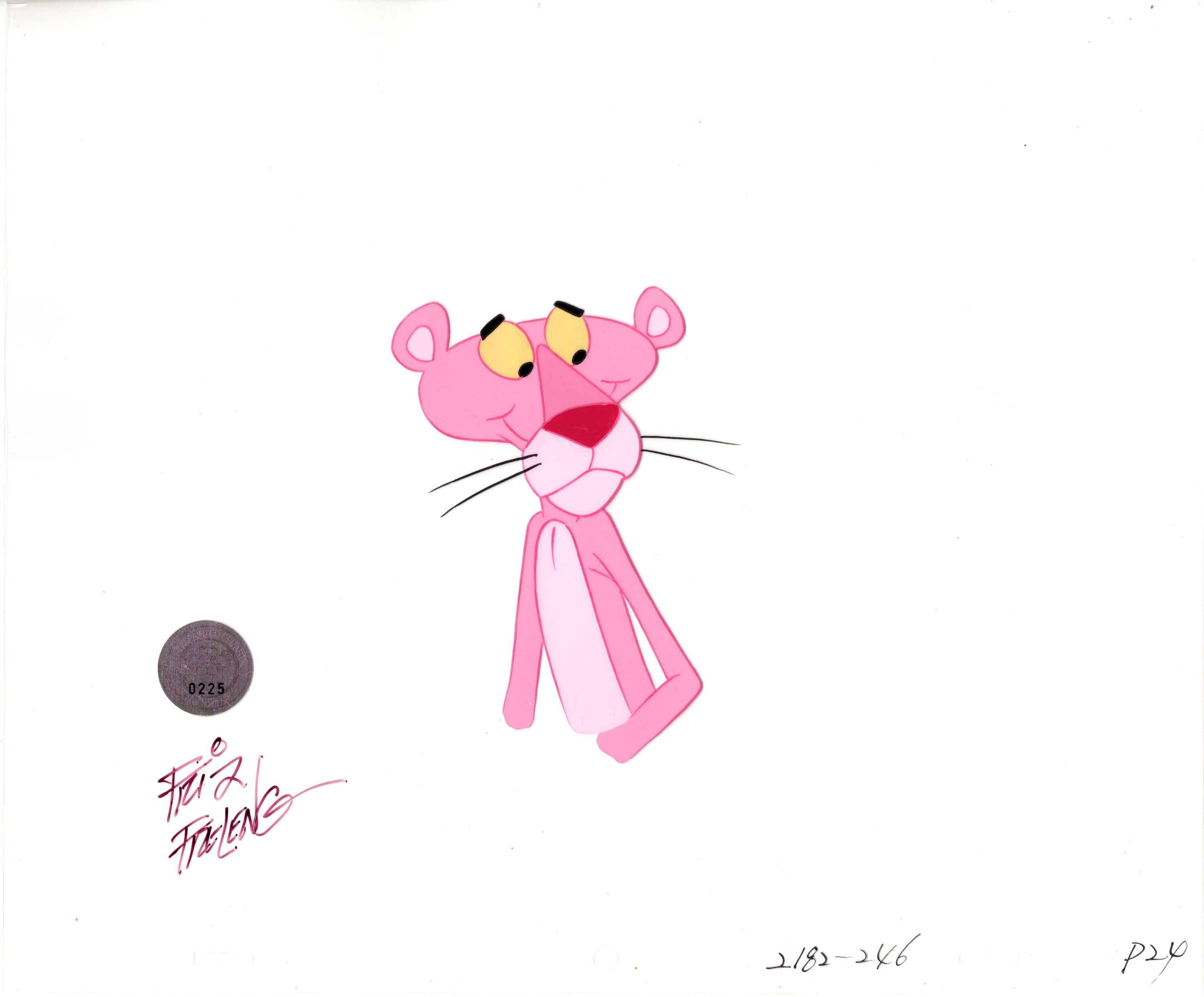A pink cartoon cat with an eye - Pink Panther