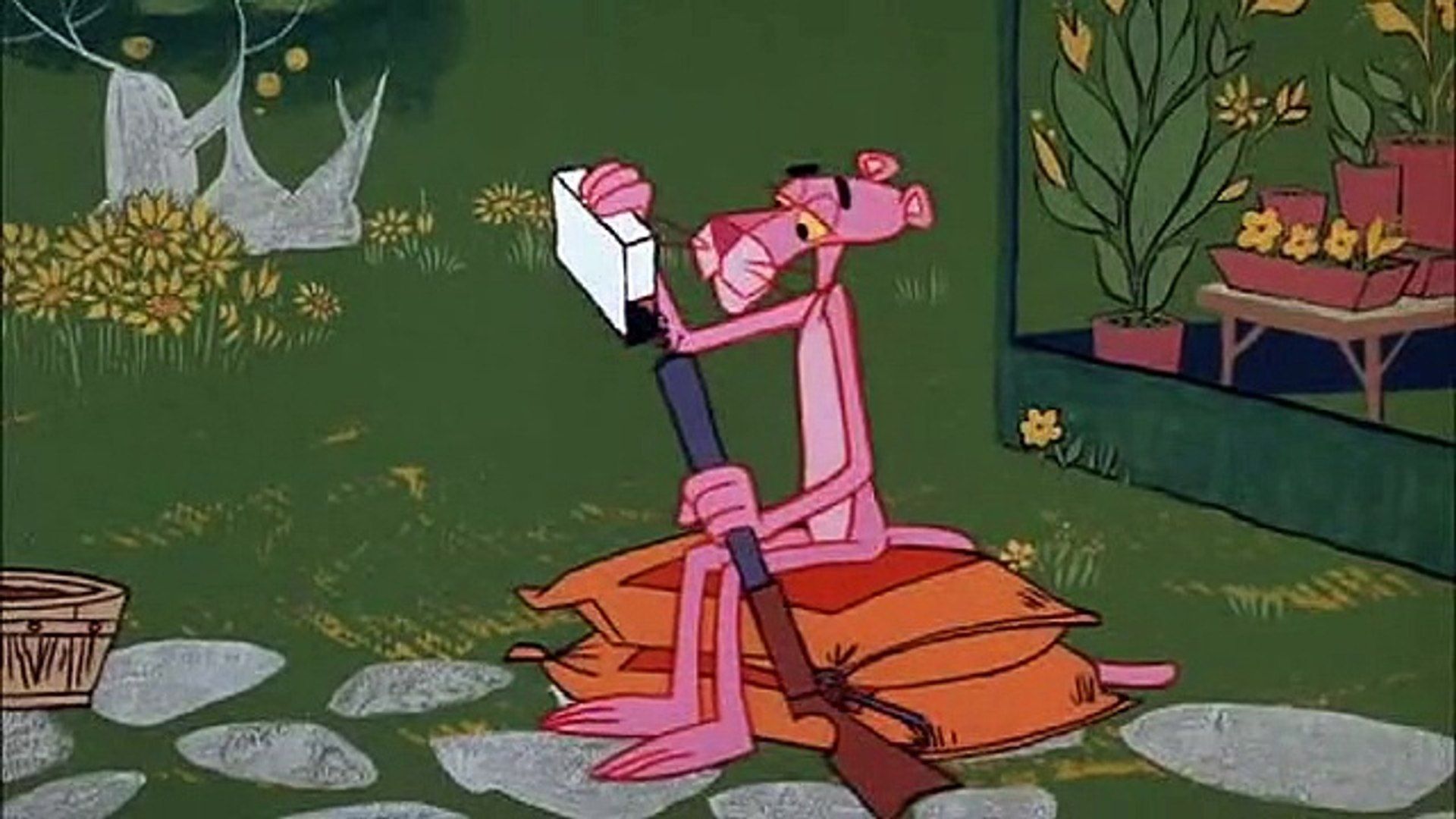 Pink panther cartoon character with a stick - Pink Panther