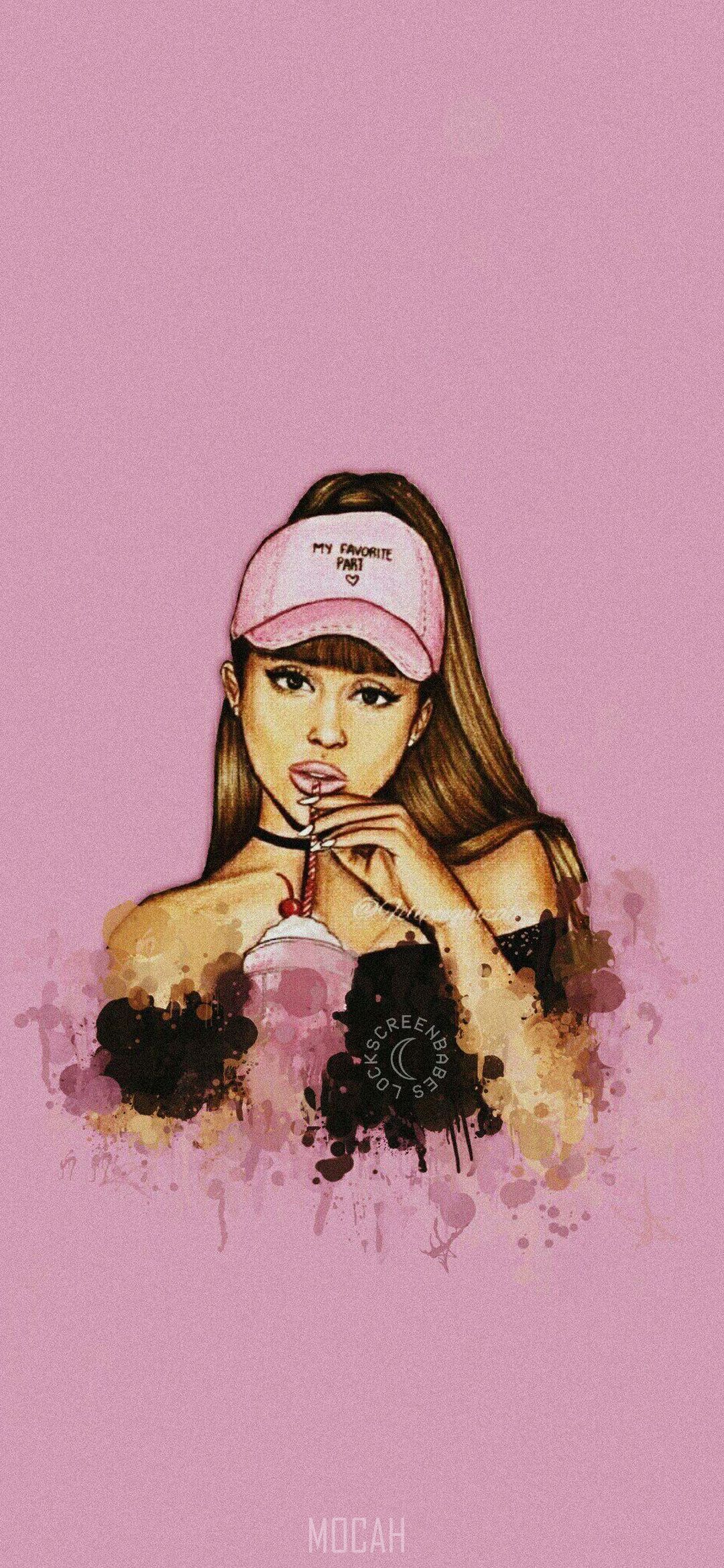 Ariana Grande, Drawing, Illustration, Violet, Pink, Lenovo Legion Duel wallpaper hd, 1080x2340 Gallery HD Wallpaper