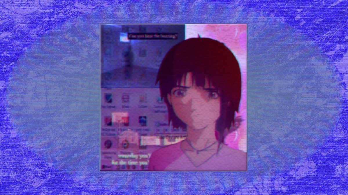 A pink haired girl with bangs and a blue filter - Webcore
