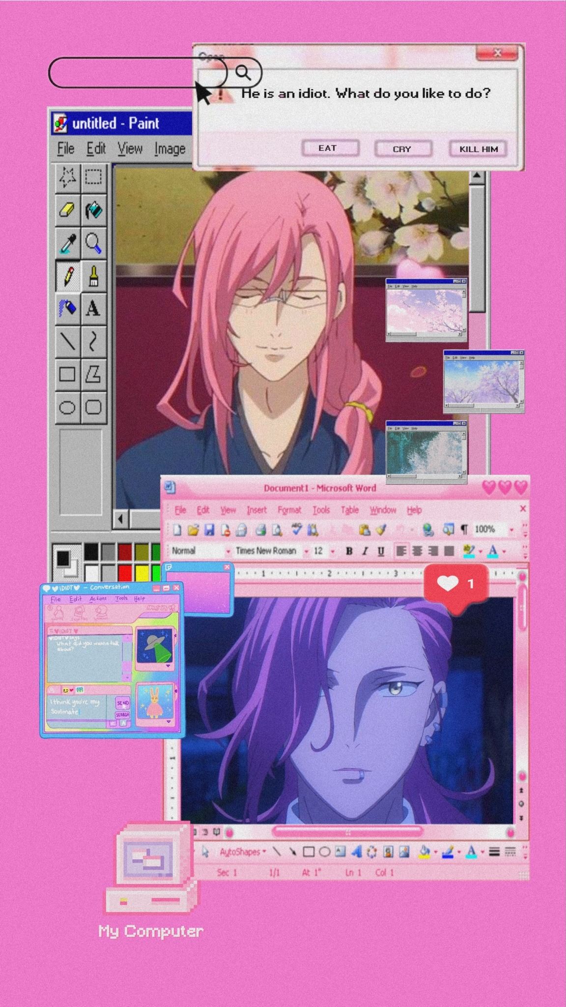 A computer screen with anime characters on it - Webcore