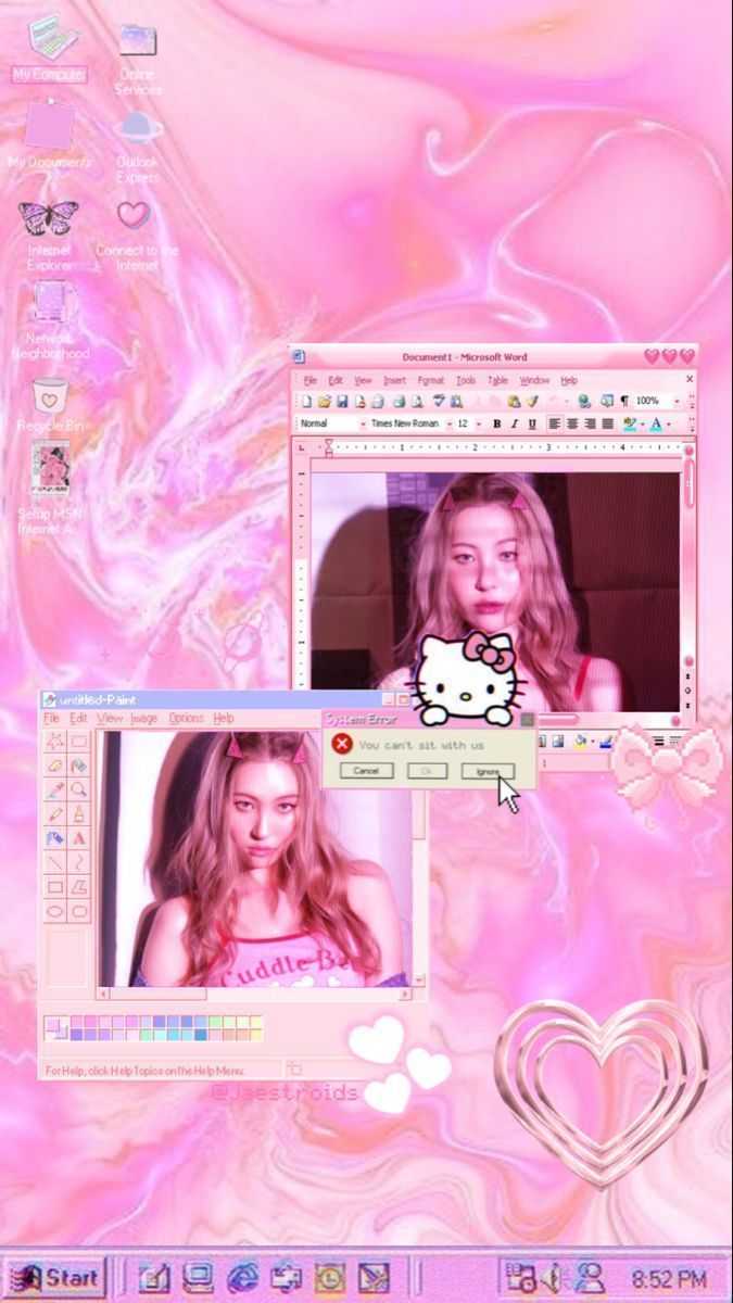 A computer screen with hello kitty on it - Webcore
