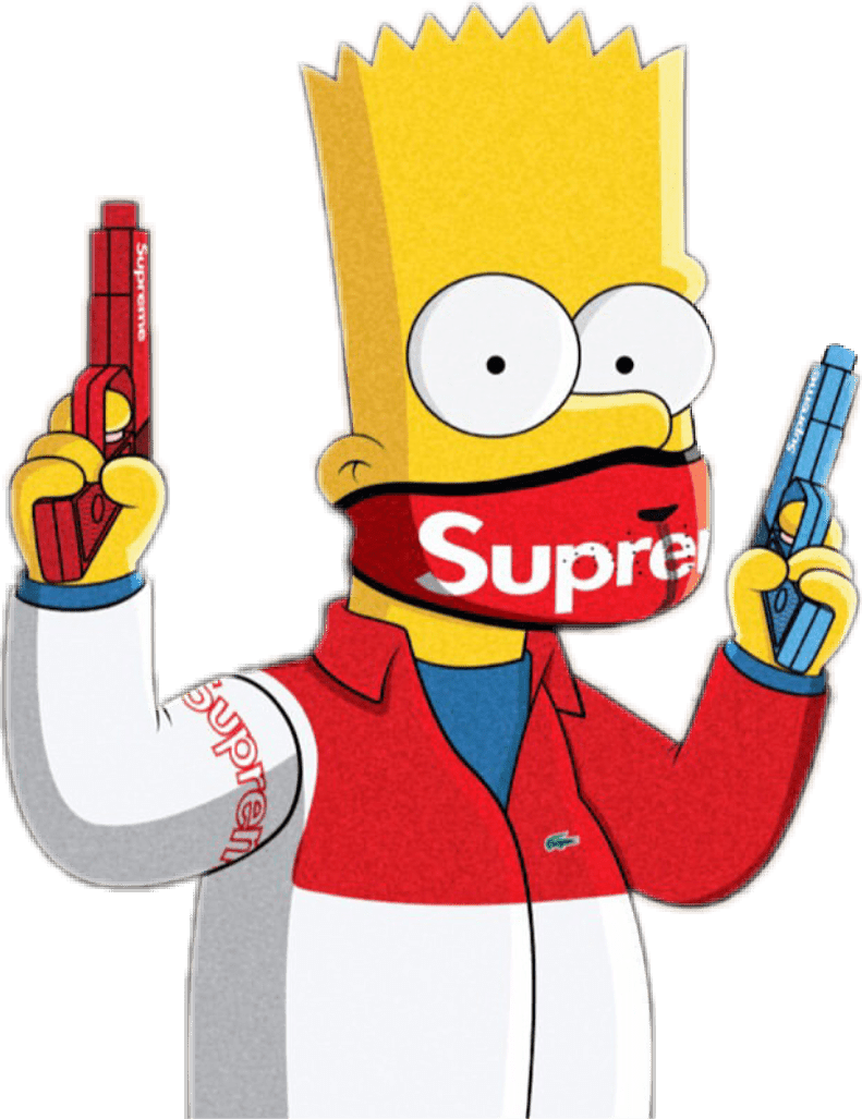 A cartoon character with two guns and mask - Bart Simpson