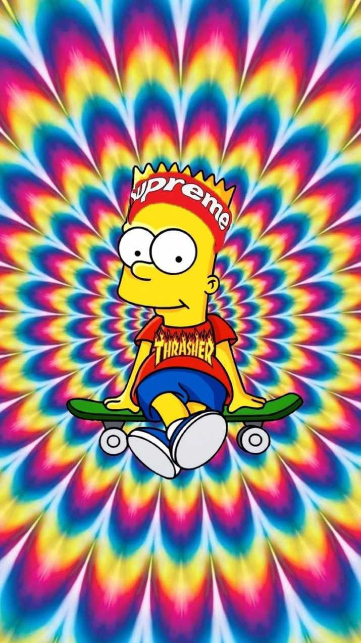 The simpsons in a psychedelic background - Bart Simpson