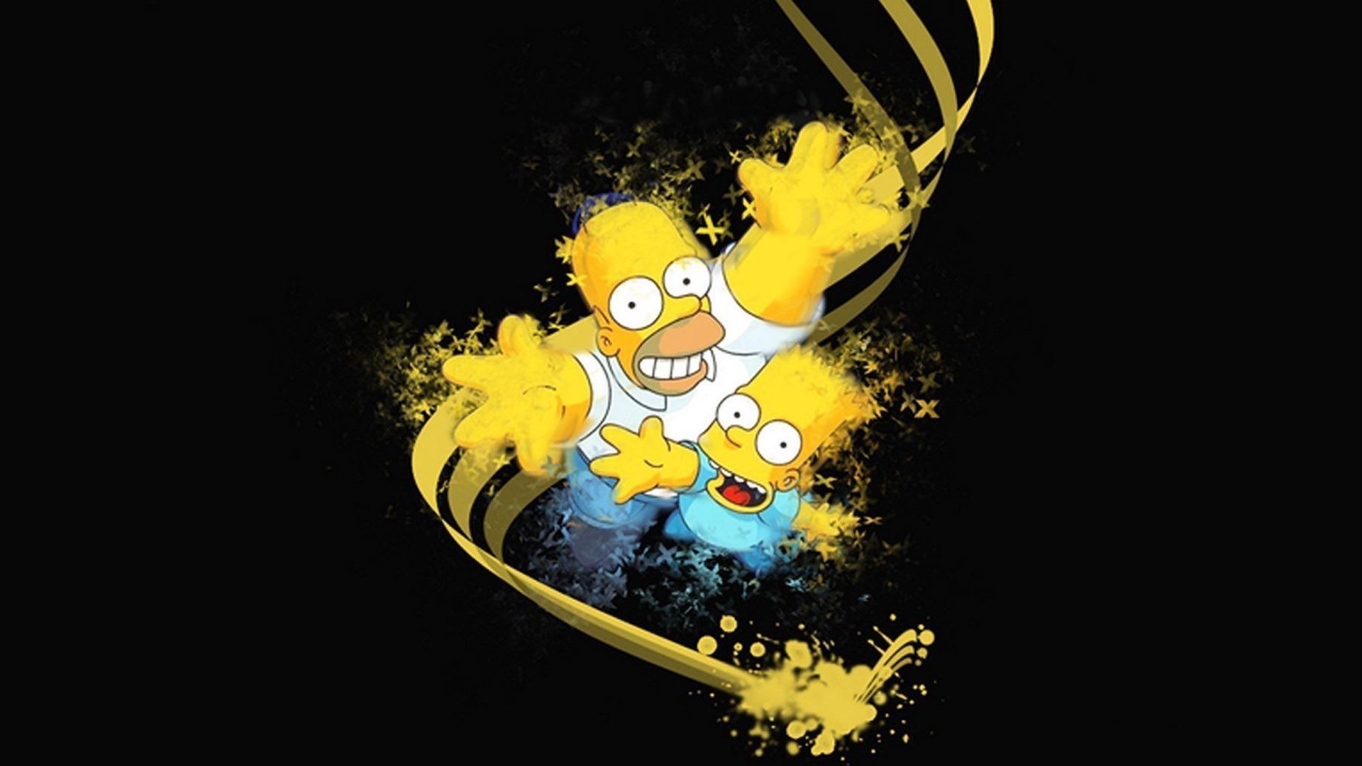 Homer Simpson wallpaper, Homer Simpson, The Simpsons, black background, yellow paint, 1920x1080 wallpaper - Bart Simpson