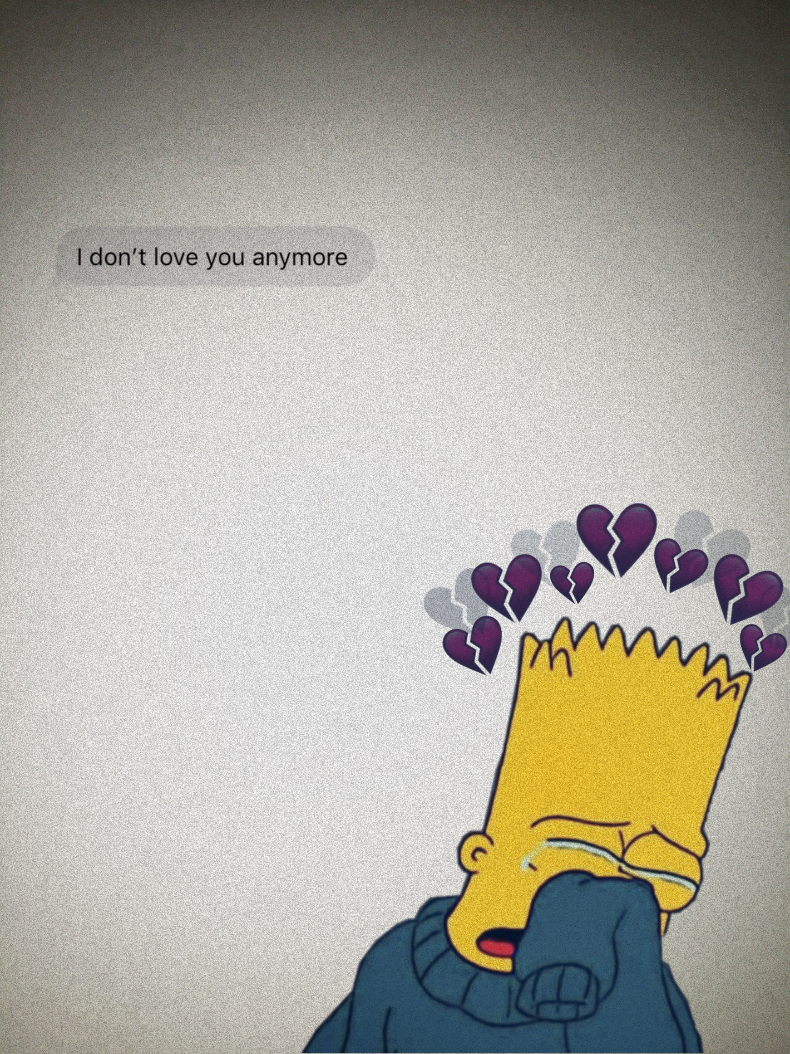 A cartoon character with the words i don't love anyone - Bart Simpson