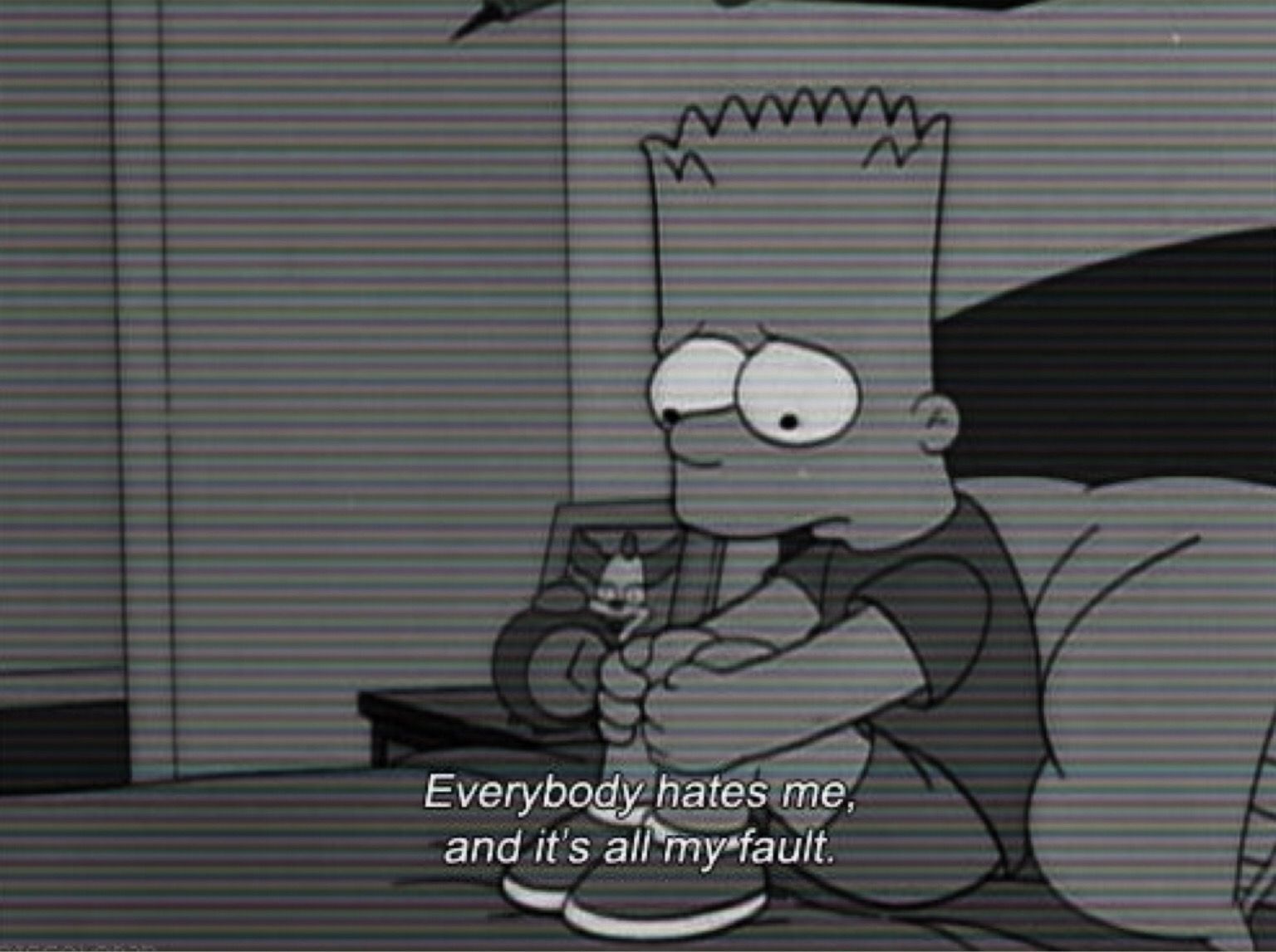 The simpsons with a quote that reads, ``everybody needs to be happy and is all my family - Bart Simpson, The Simpsons