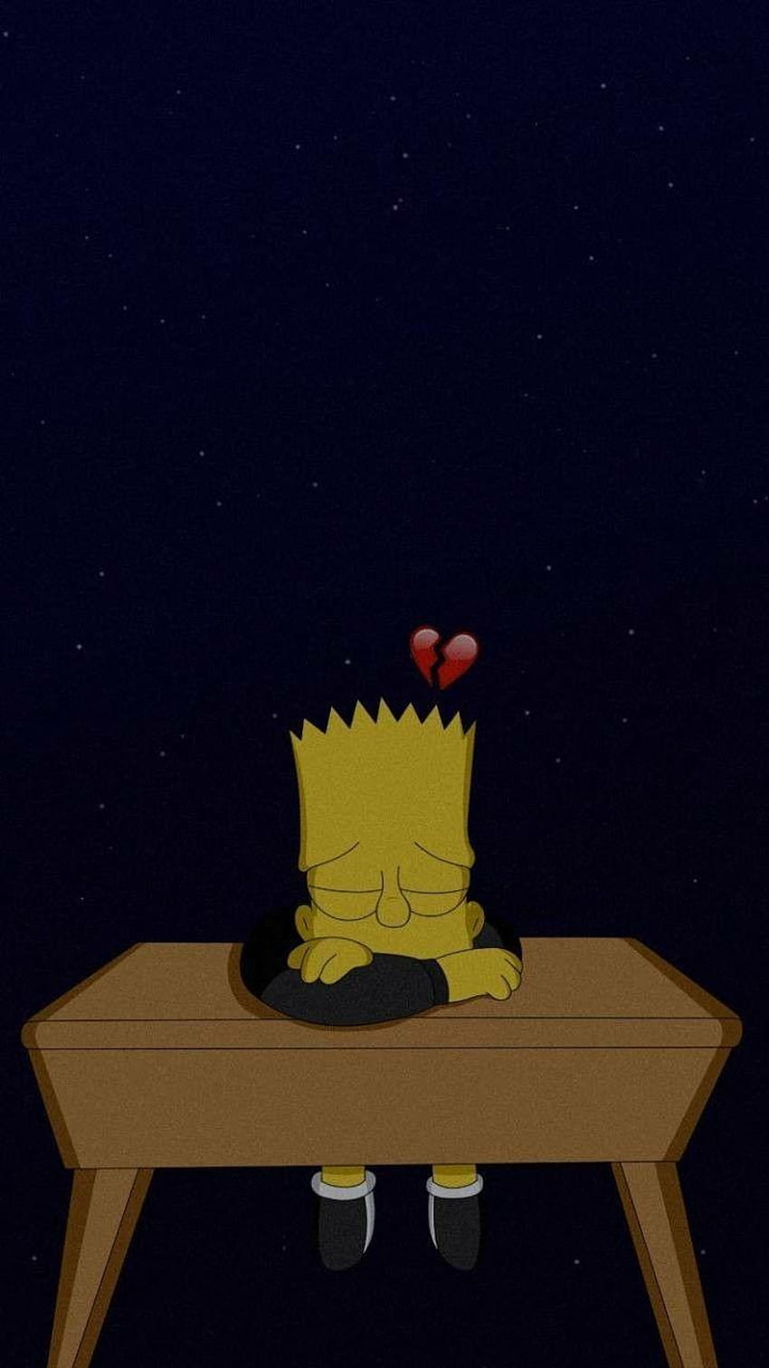 Bart Simpson sitting on a table with a heart over his head - Bart Simpson