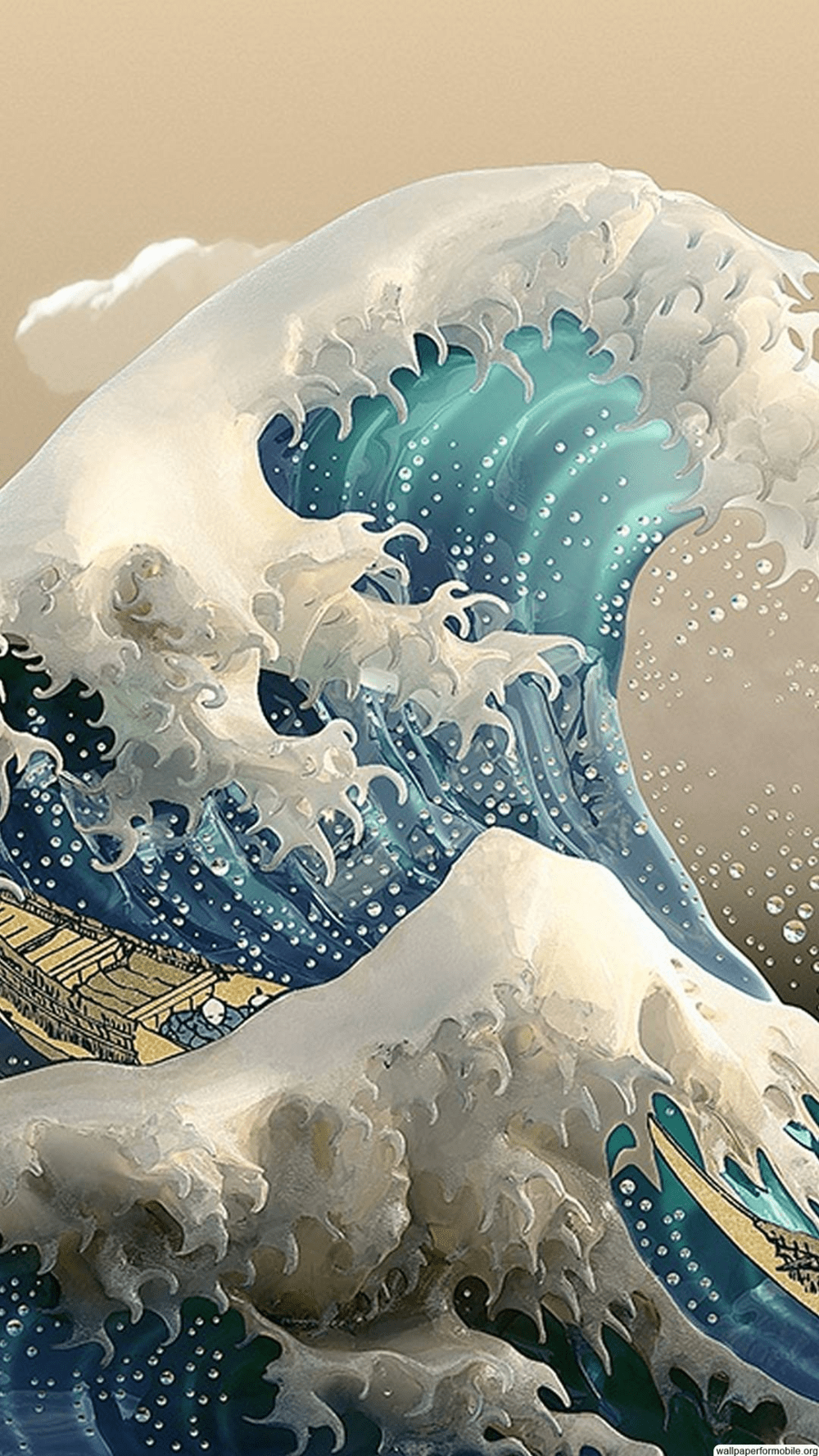 A painting of the great wave off japan - The Great Wave off Kanagawa, 3D, wave