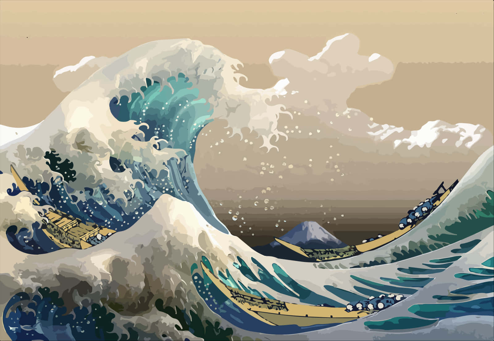 Download Aesthetic Art Of The Great Wave Wallpaper