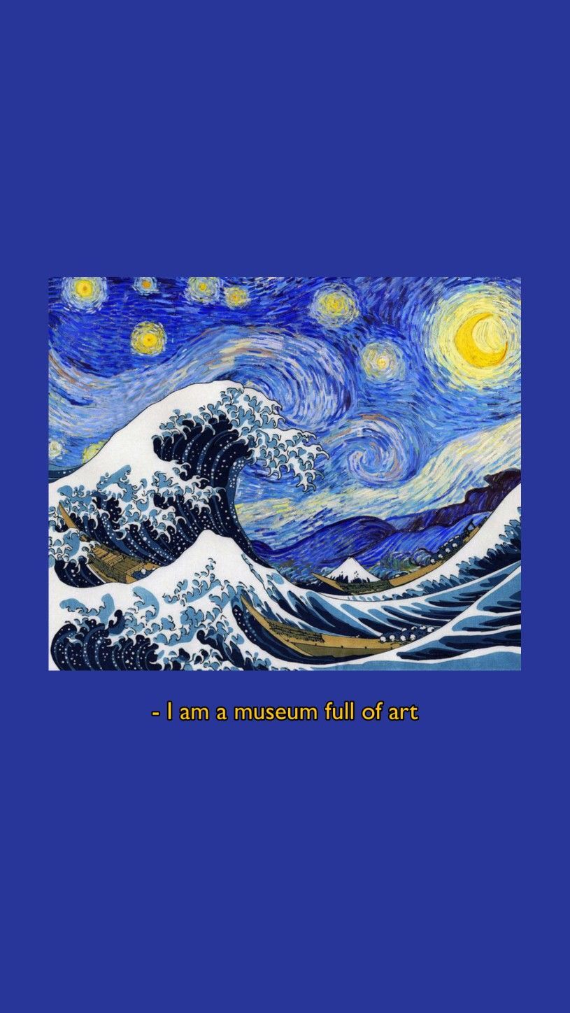 The great wave off kanagawa, the starry nights wallpaper Vincent van Gogh Hokusai wallpaper. Starry night wallpaper, Art wallpaper iphone, Waves wallpaper iphone