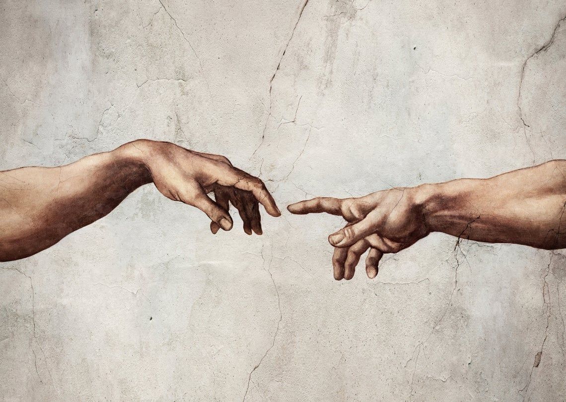 Creation of Adam Print Hand Wall Art Sistine Chapel. Desktop wallpaper art, The creation of adam, Michelangelo
