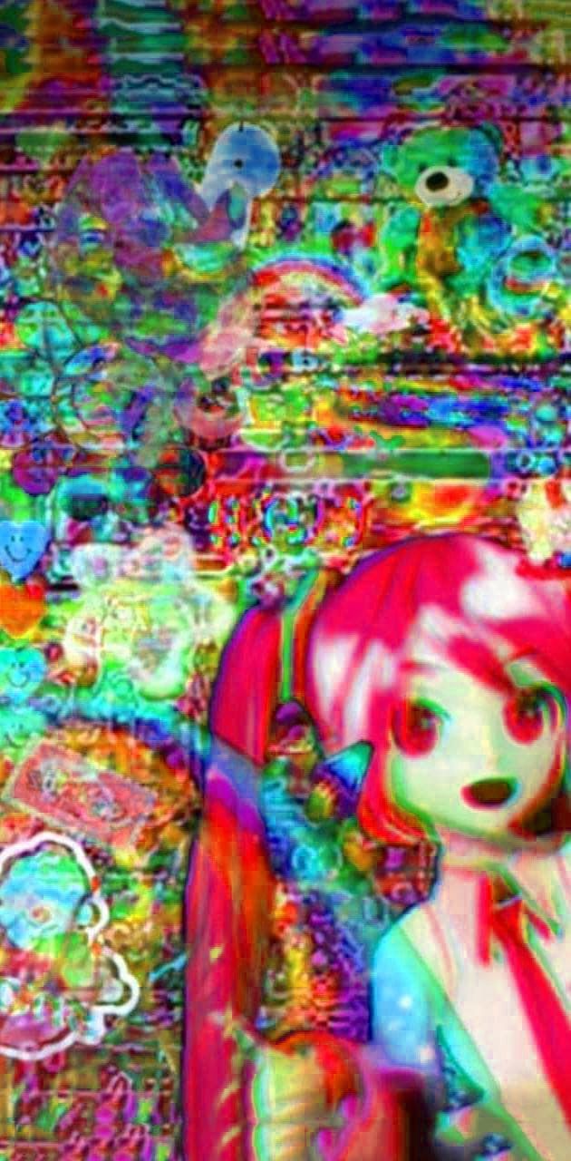 A colorful image of anime girl - Weirdcore