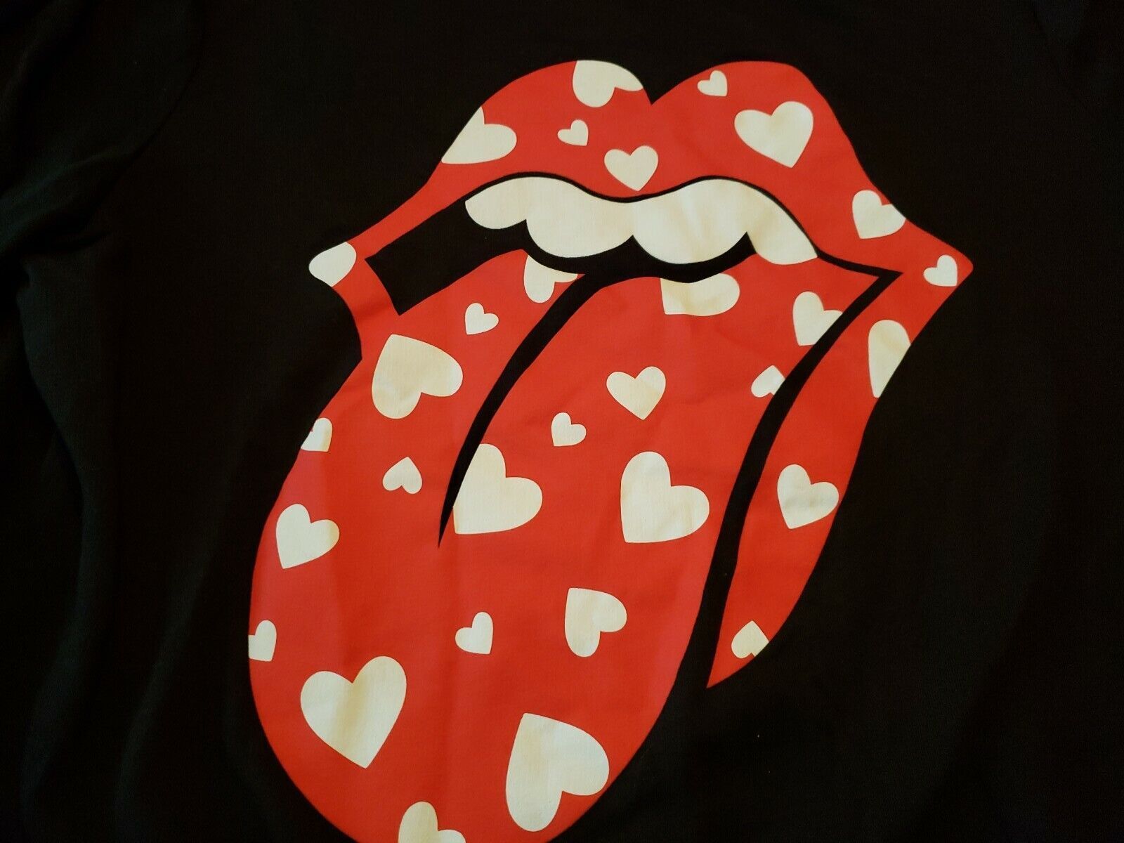 The Rolling Stones Valentines Day Hearts Logo Graphic Sweatshirt M Womens NWOT 195995383273