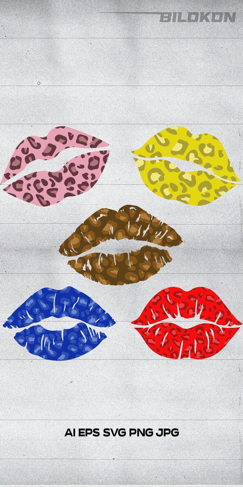 Kissing and biting lips with leopard set, SVG Vector