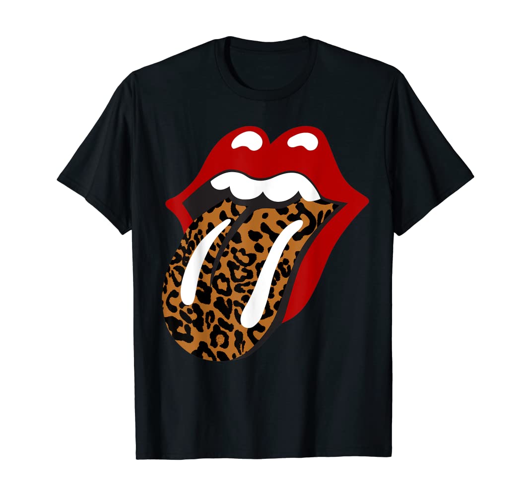 Rolling Stones Classic Leopard Tongue T Shirt : Clothing, Shoes & Jewelry